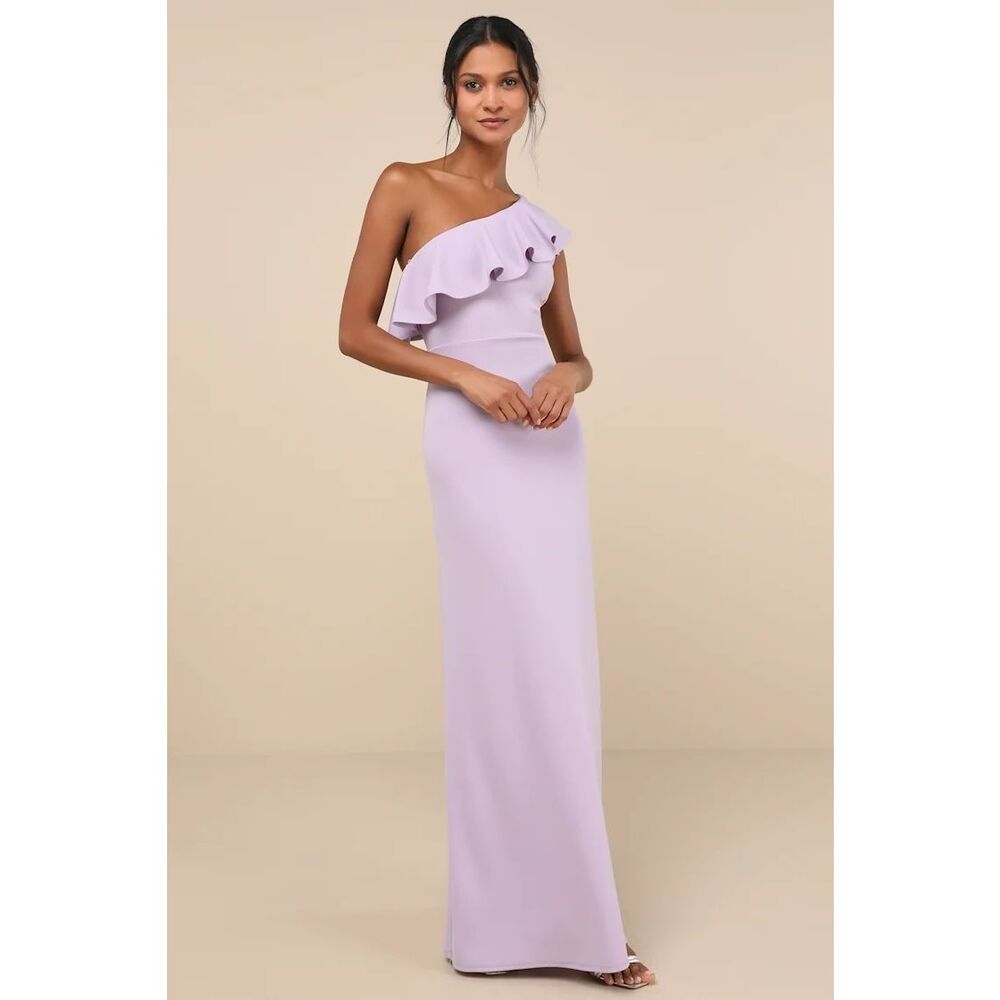 Lulus Last Forever Lavender One-Shoulder Ruffle Maxi Dress Size XS NWT